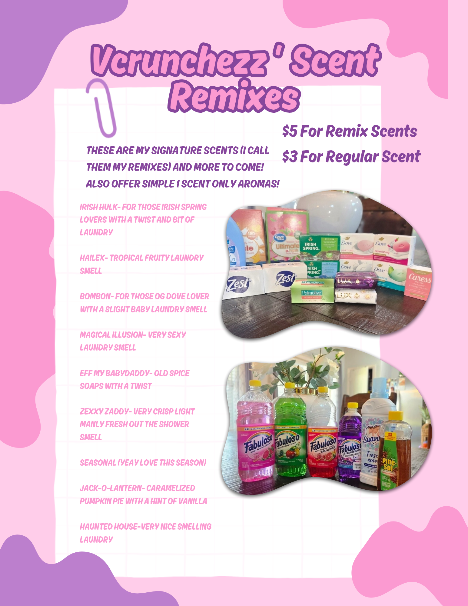 Remix Scent Menu(more to come)